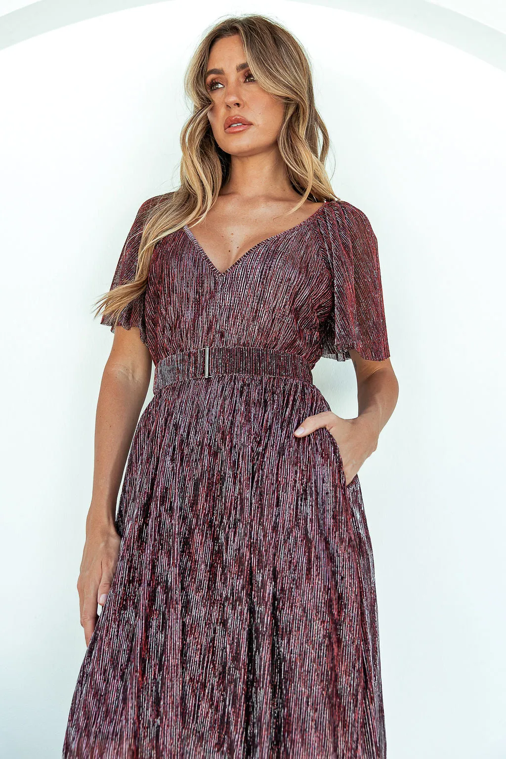 Misty Midi Dress- Wine Red