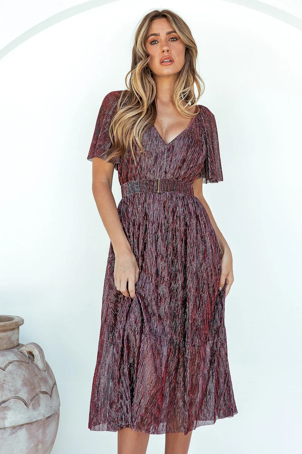 Misty Midi Dress- Wine Red