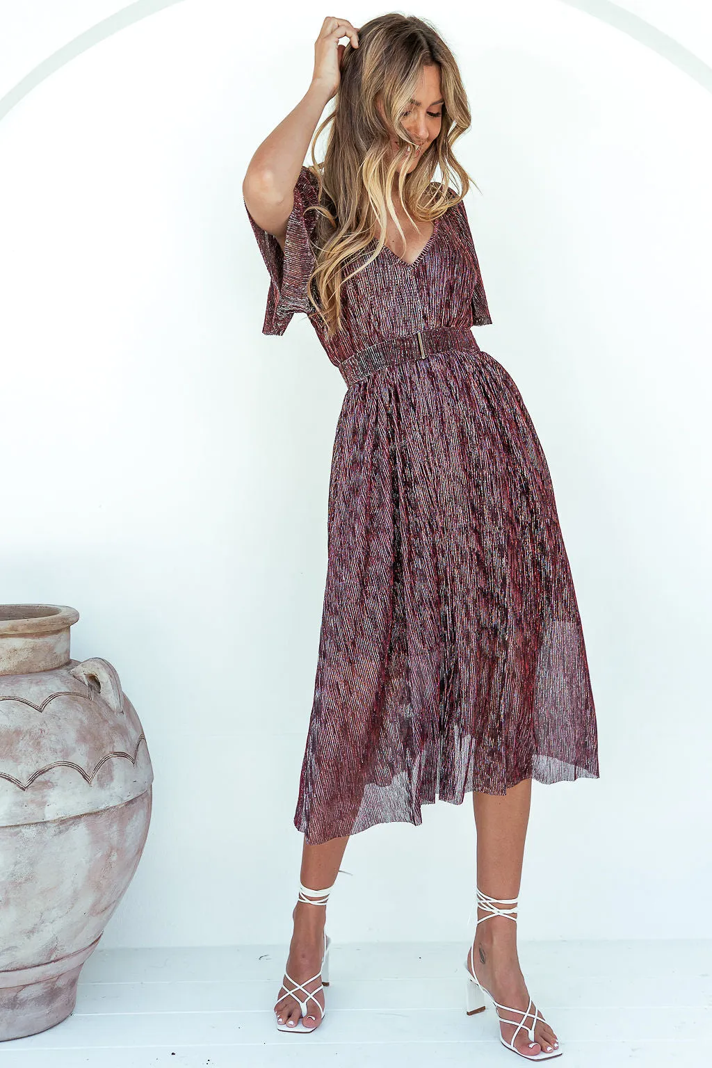 Misty Midi Dress- Wine Red