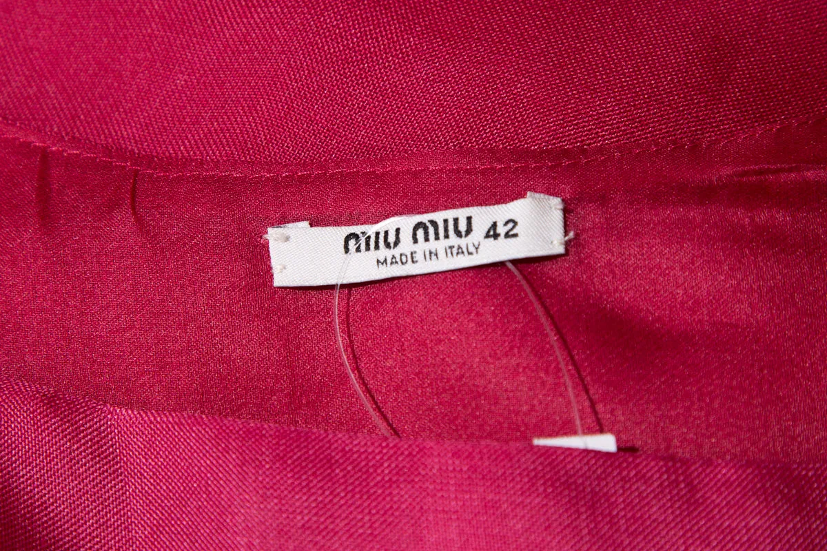 Miu Miu Raspberry Pleated Dress SZ 42