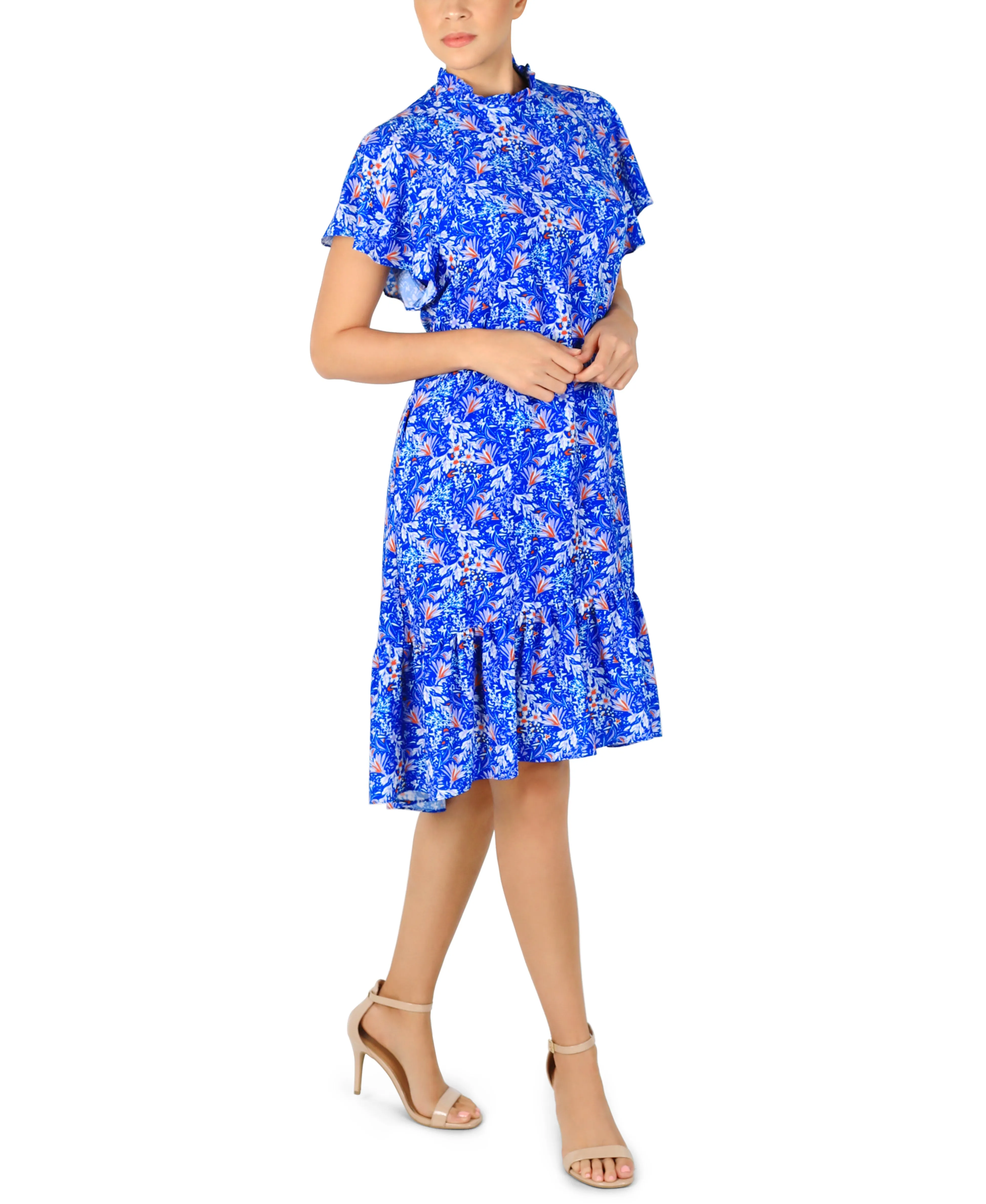 Mock Neck Asymmetrical Dress