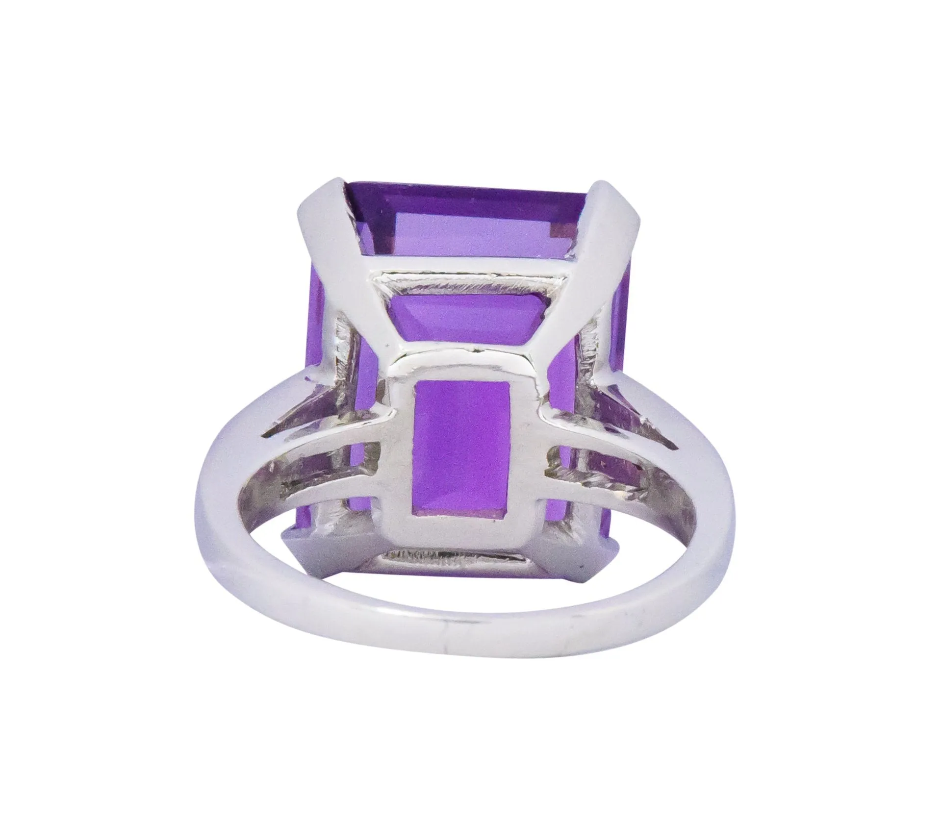 Modern Amethyst Diamond Platinum Gemstone Statement Ring