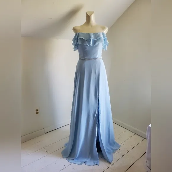 Mori Lee by Madeline Gardner Cinderella Blue Full Length Gown Dress