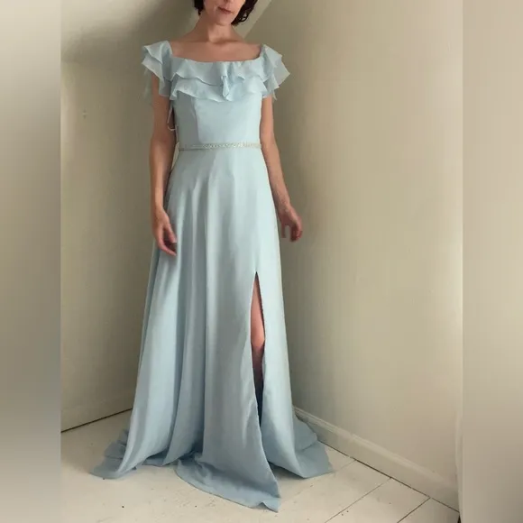 Mori Lee by Madeline Gardner Cinderella Blue Full Length Gown Dress