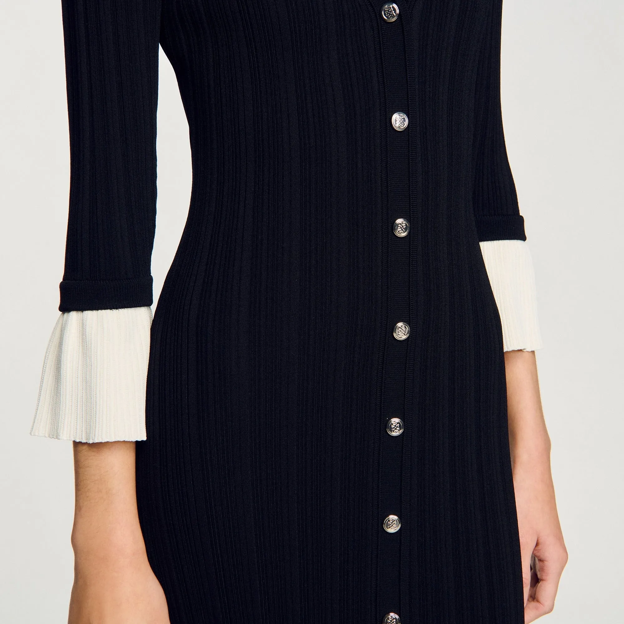 Nara Two-Tone Knit Maxi Dress Black