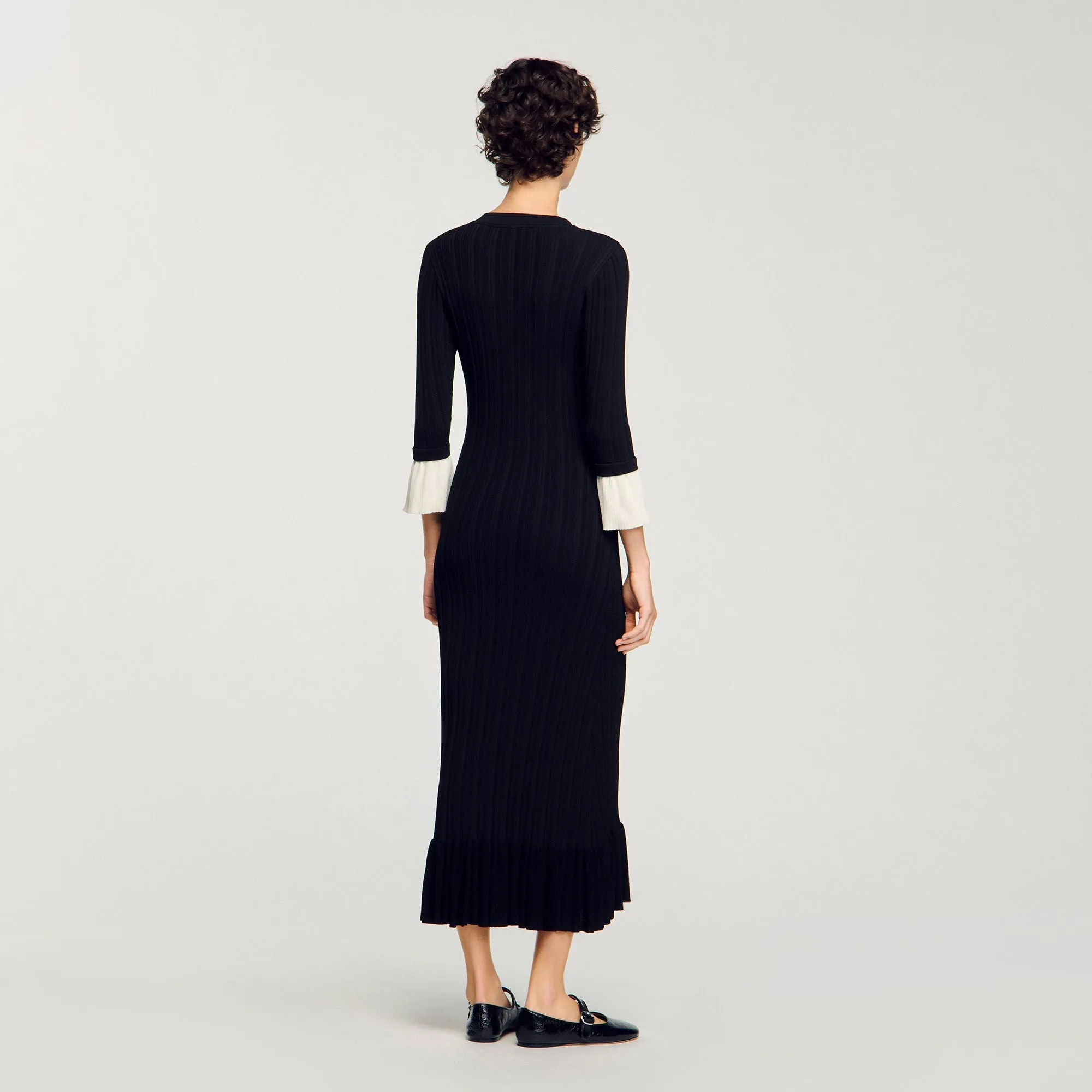 Nara Two-Tone Knit Maxi Dress Black