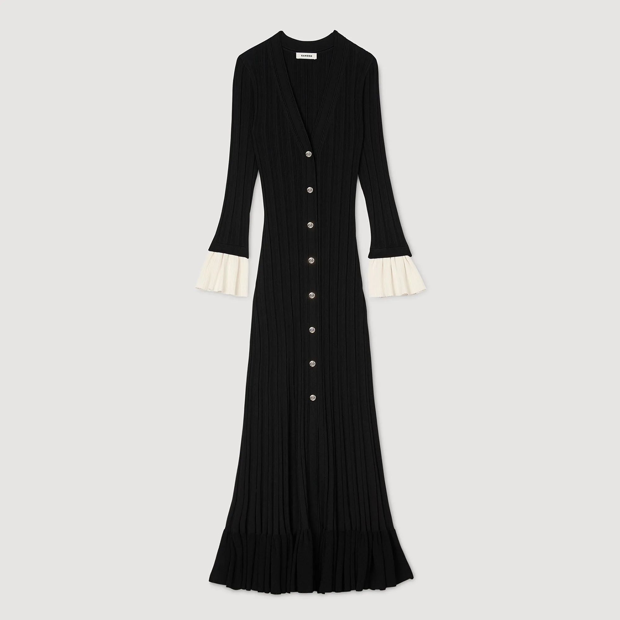 Nara Two-Tone Knit Maxi Dress Black