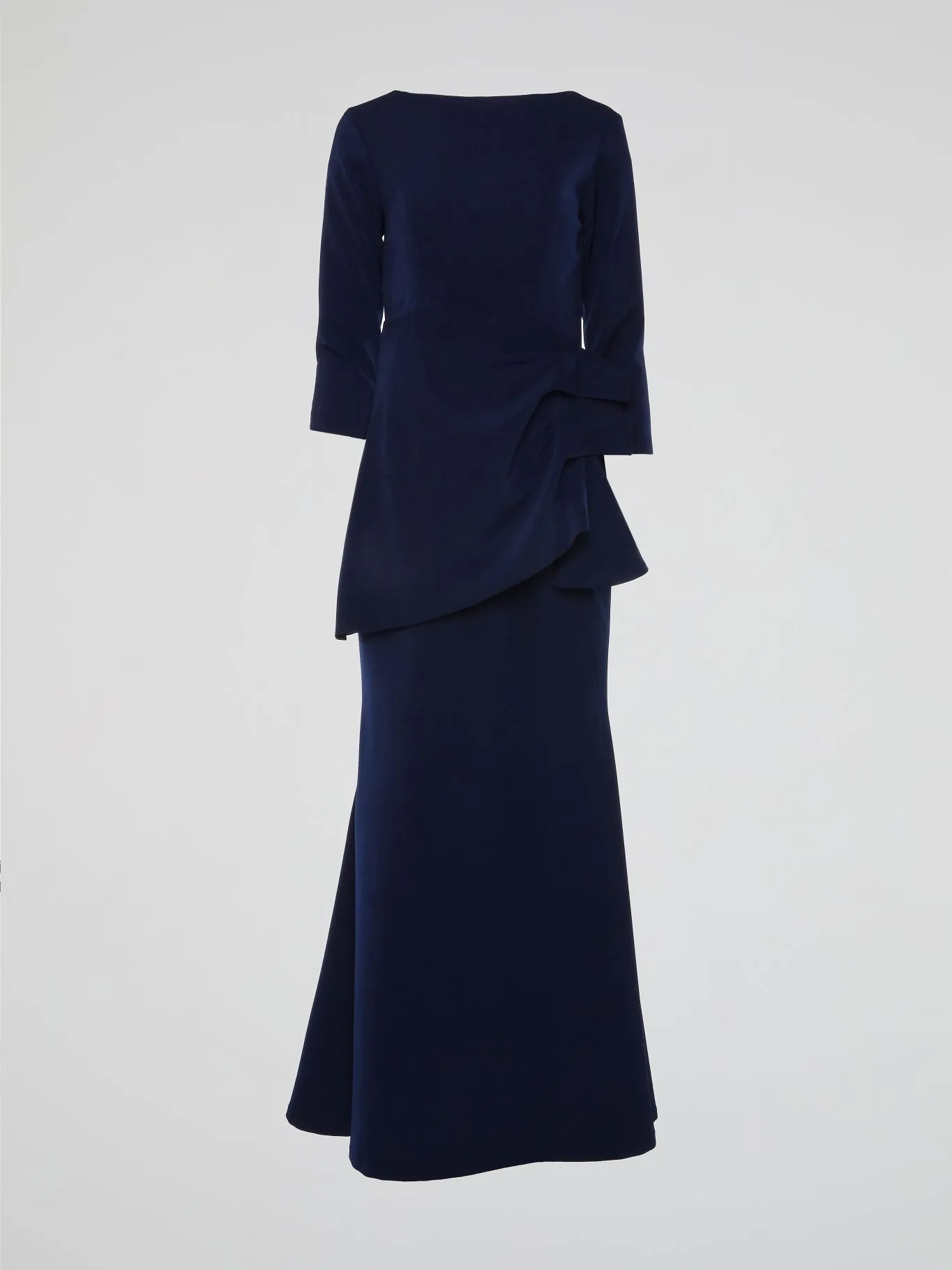 Navy Long Sleeve Evening Dress