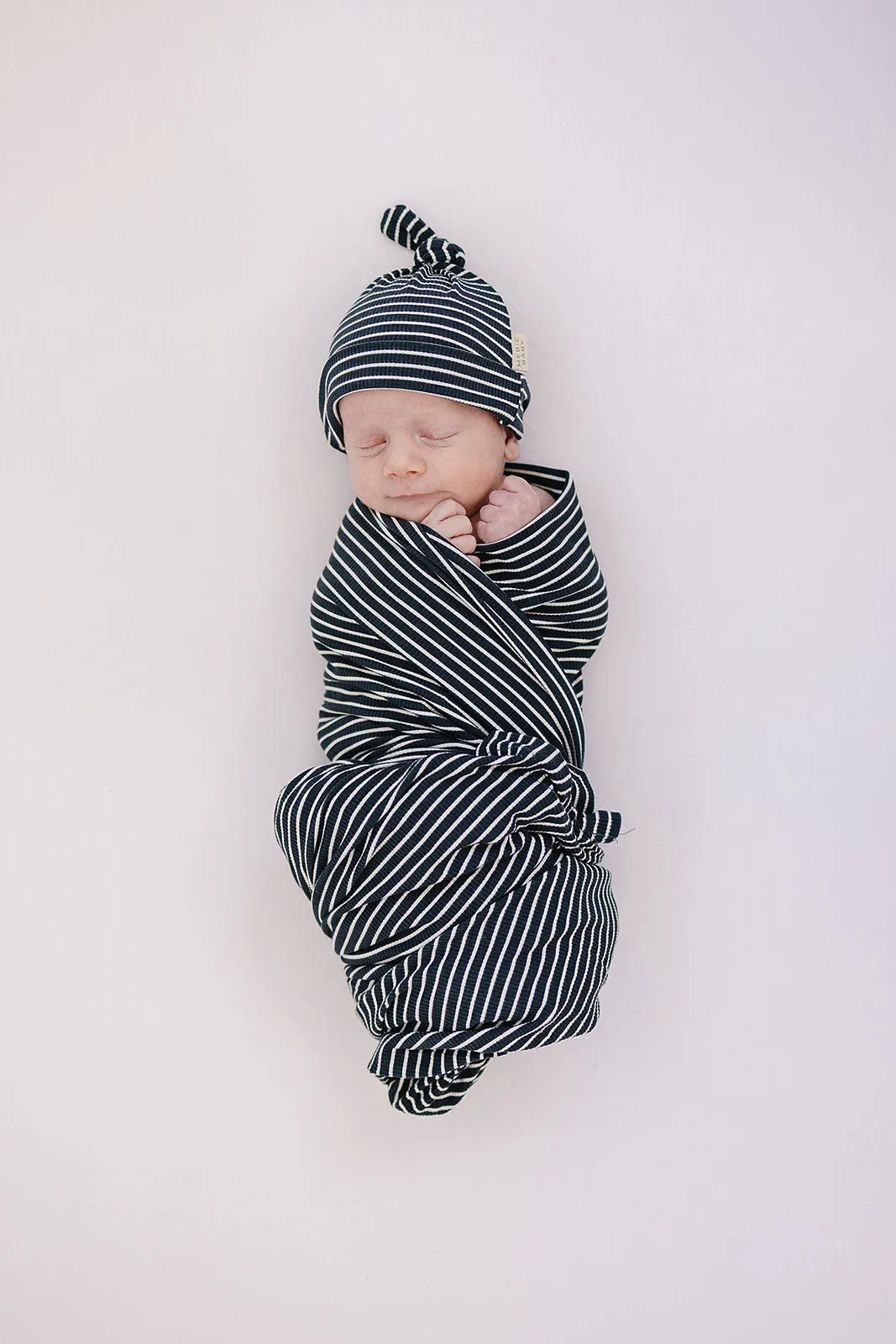 Navy Stripes Ribbed Bamboo Newborn Knot Hat