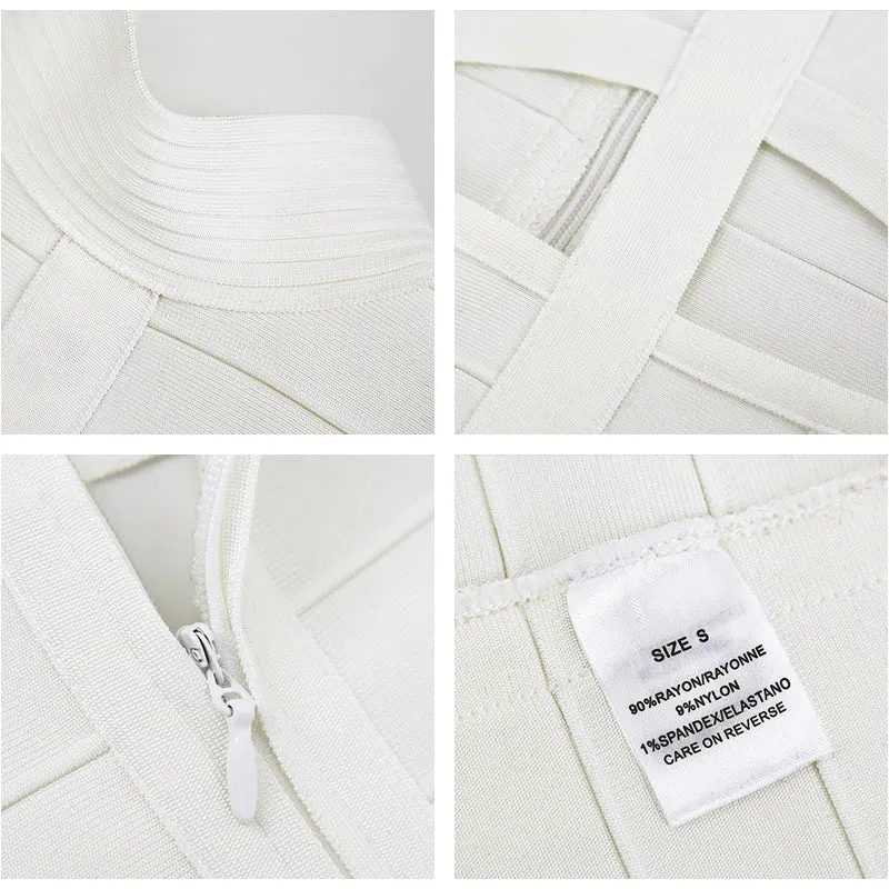 New Arrival Sexy Mid Length Round Neckline White Cut Out Long Sleeve Bodycon dress