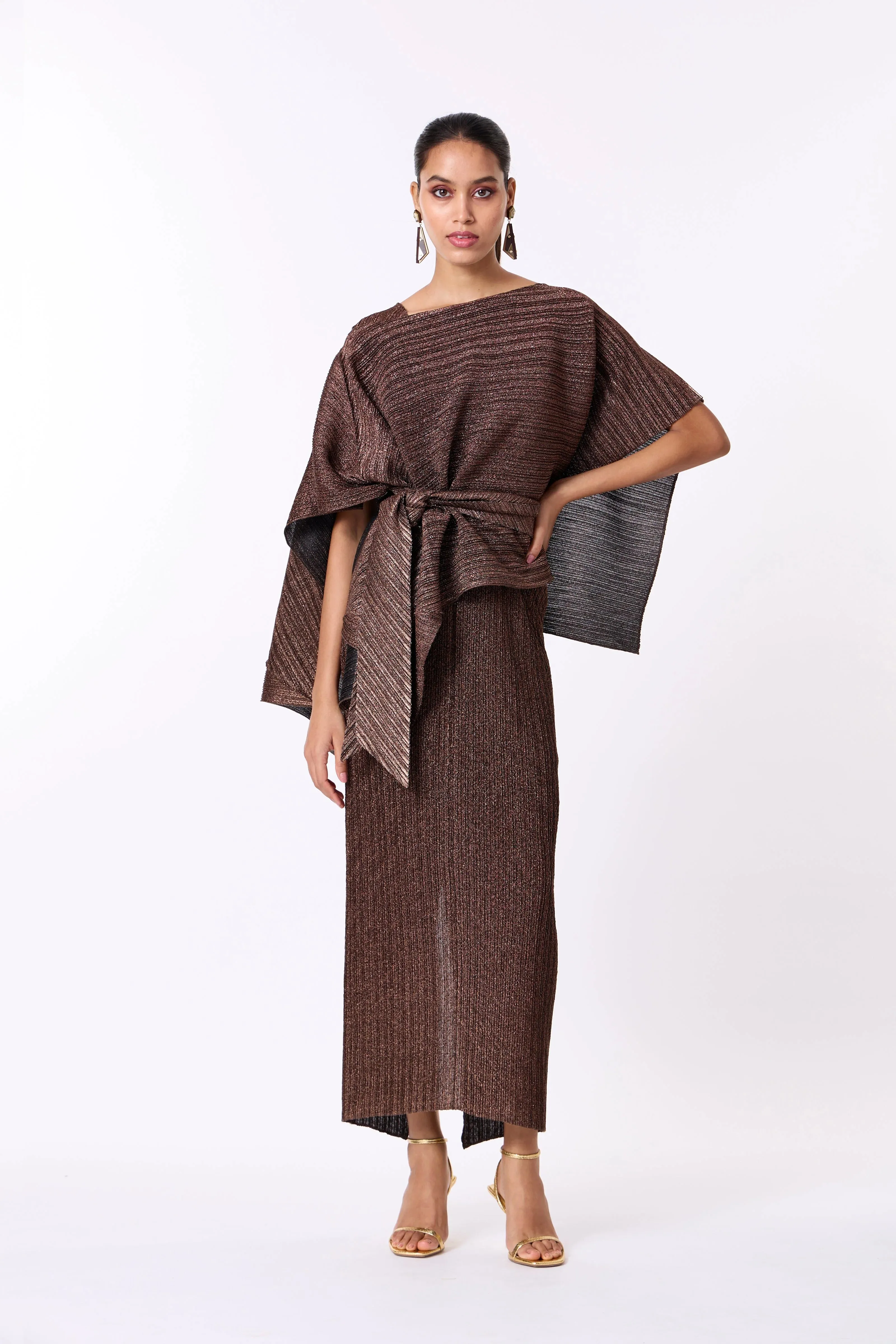 NEW Retails $338, Kallista Cape Gown - Bronze Black! One Size
