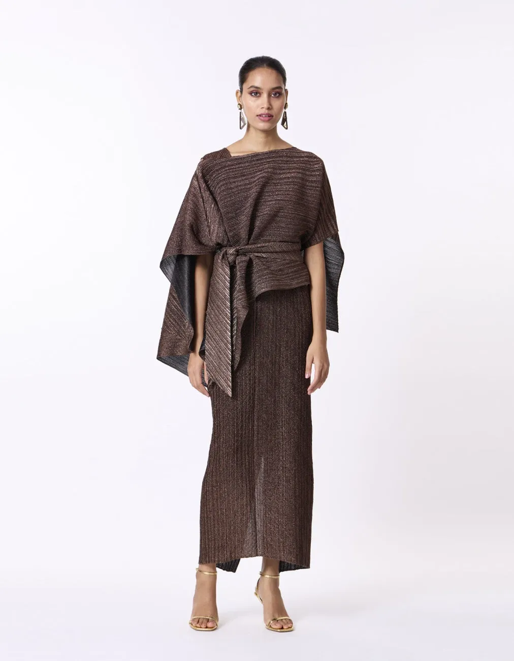 NEW Retails $338, Kallista Cape Gown - Bronze Black! One Size