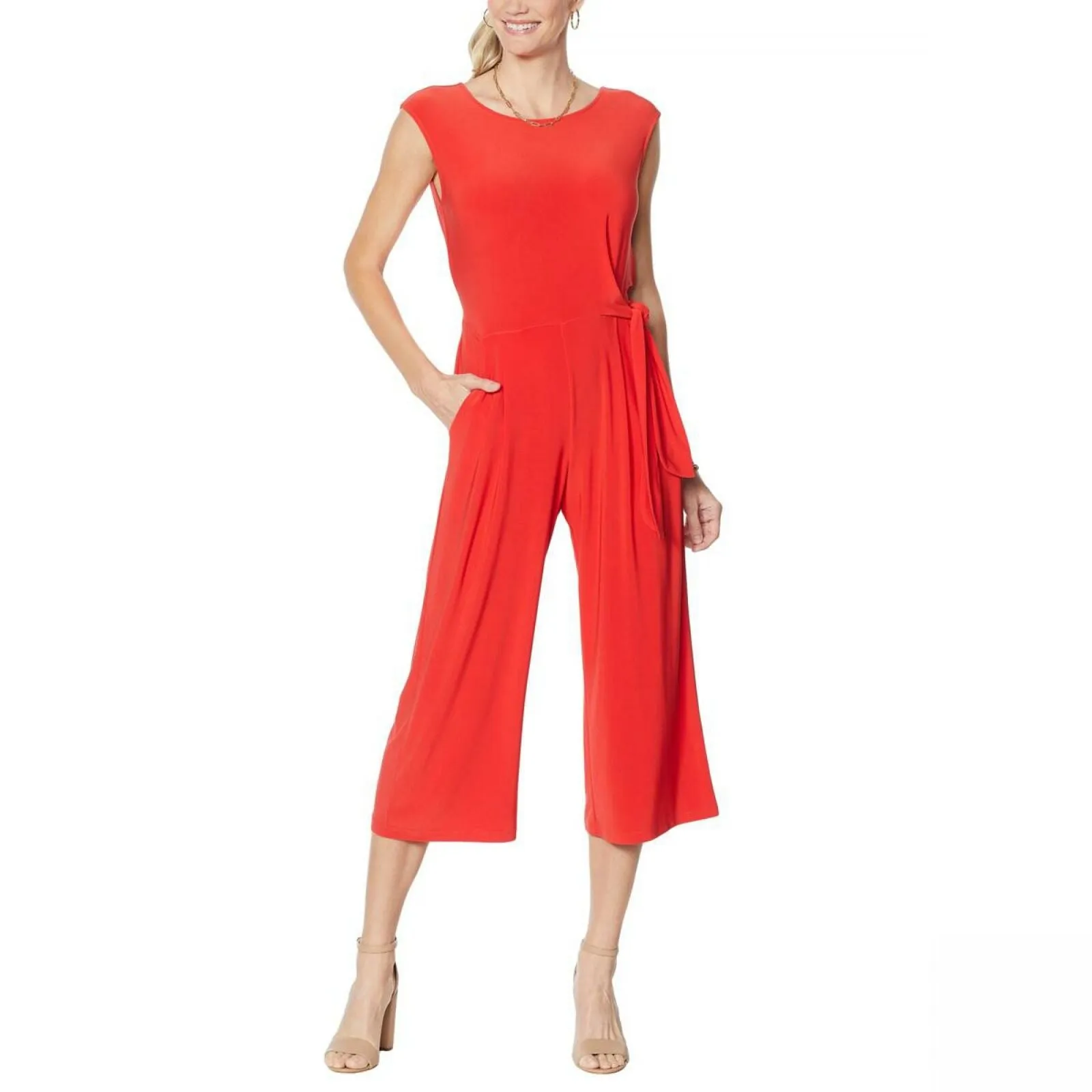 Nina Leonard Women's Miracle Matte Jersey Culotte Pant Jumpsuit