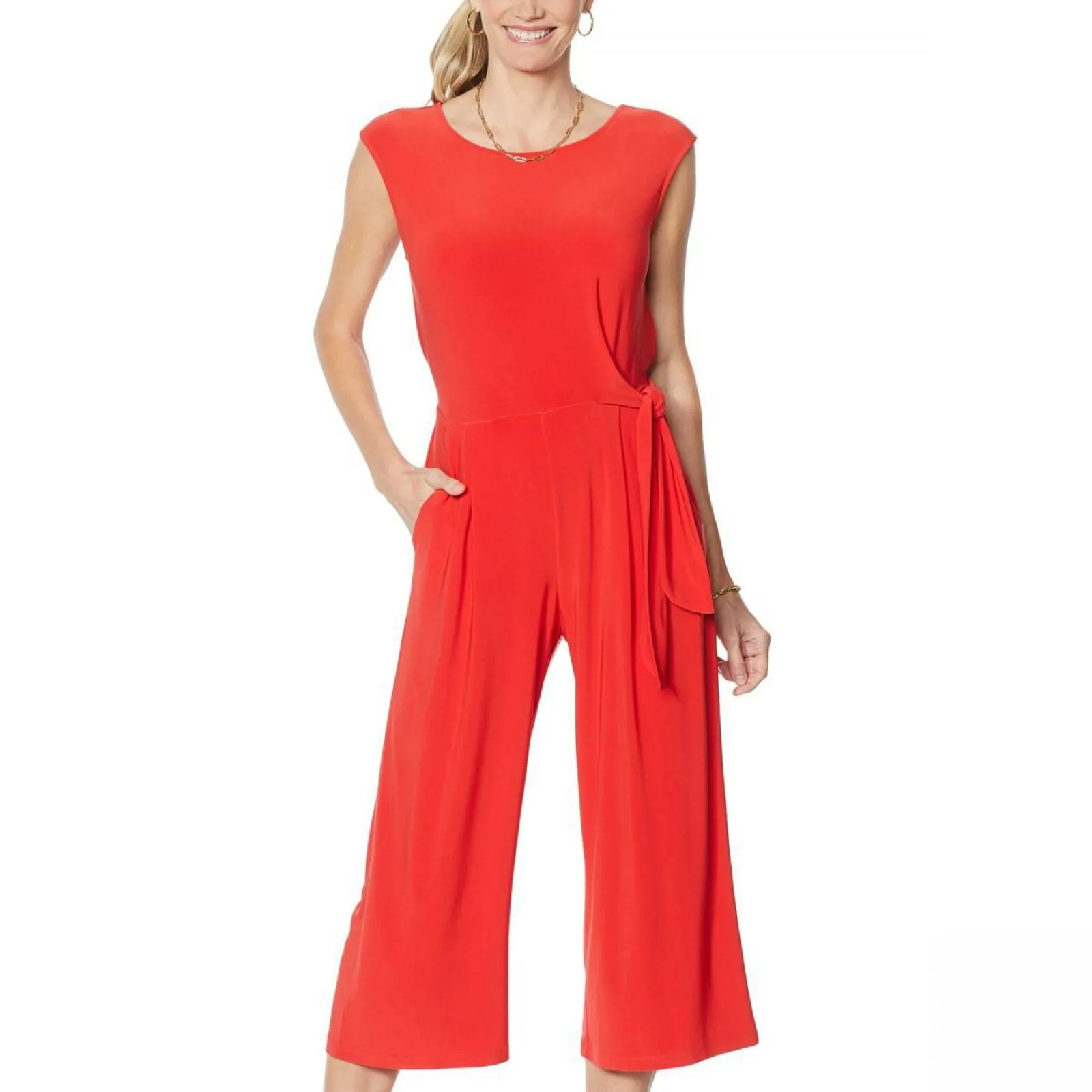 Nina Leonard Women's Miracle Matte Jersey Culotte Pant Jumpsuit