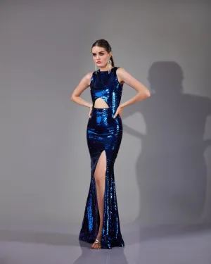 NOIR BLUE CUT OUT GOWN