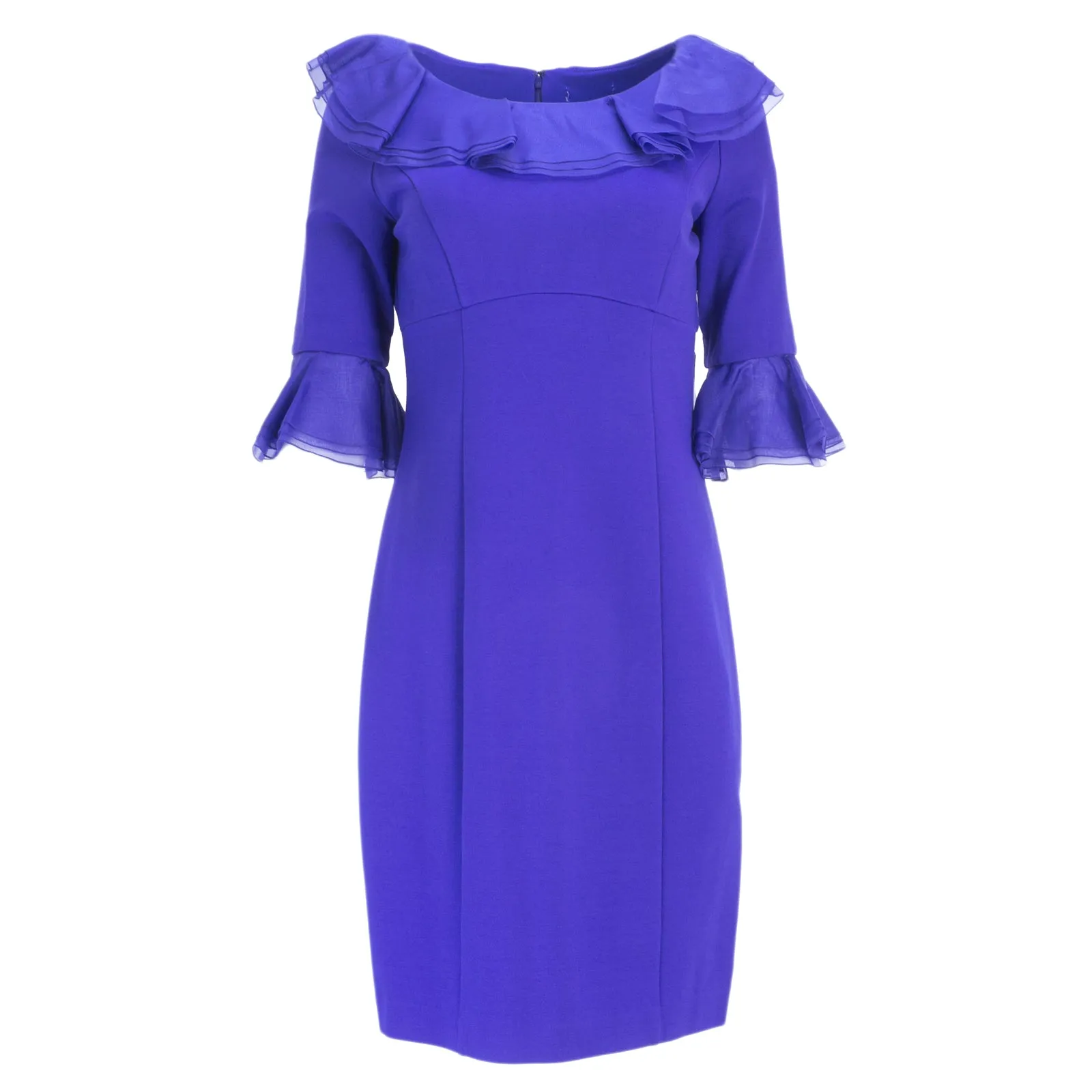 NUE by Shani Women's Ruffled 3/4 Sleeve Sheath Dress S238 $320 NEW
