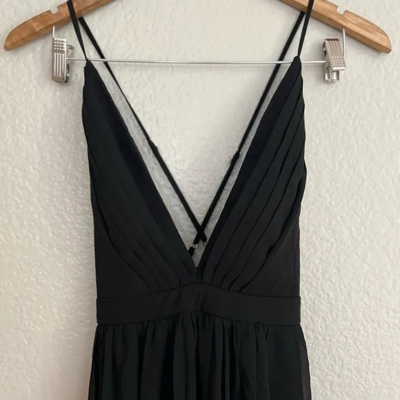 NWOT Ballroom Bliss Black Pleated Maxi Dress