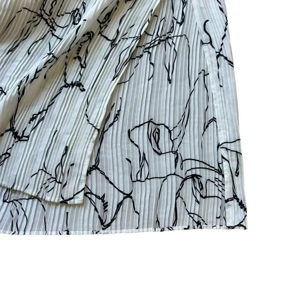 NWT Banana Republic PRINT PLISSÉ MIDI DRESS size 2 line face art pleated white