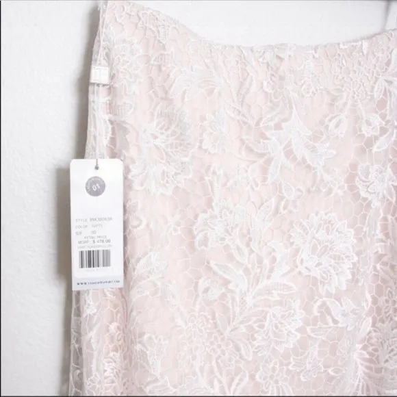 NWT Tadashi Shoji Feston Embroidered Tulle Bridal Skirt Ivory/Petal 00
