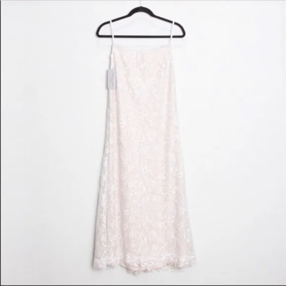 NWT Tadashi Shoji Feston Embroidered Tulle Bridal Skirt Ivory/Petal 00
