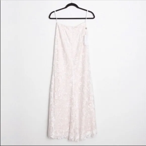 NWT Tadashi Shoji Feston Embroidered Tulle Bridal Skirt Ivory/Petal 00