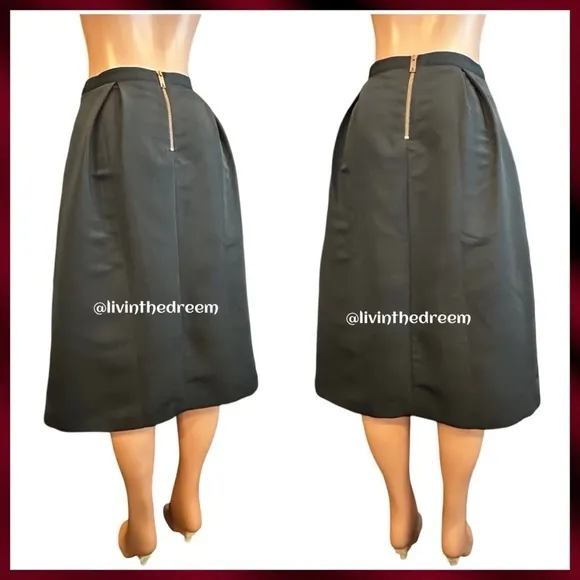 NWT TED BAKER Double Bow Midi Skirt In Black TB SZ 2/ US 4/6 $227