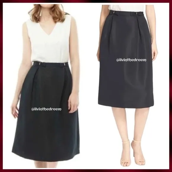 NWT TED BAKER Double Bow Midi Skirt In Black TB SZ 2/ US 4/6 $227