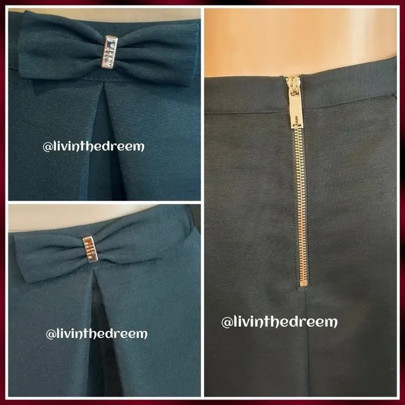 NWT TED BAKER Double Bow Midi Skirt In Black TB SZ 2/ US 4/6 $227