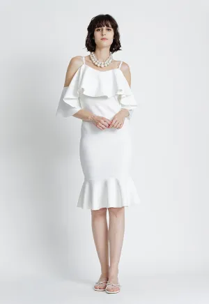 Off Shoulder Peplum Midi Dress