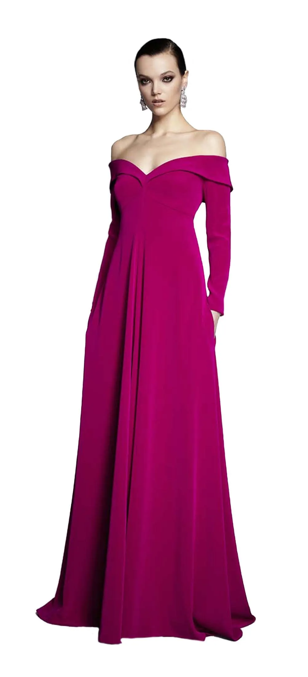 Off-The-Shoulder Long Sleeve Gown
