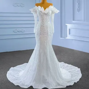 Off the Shoulder Mermaid Wedding Dress with Long Sleeves