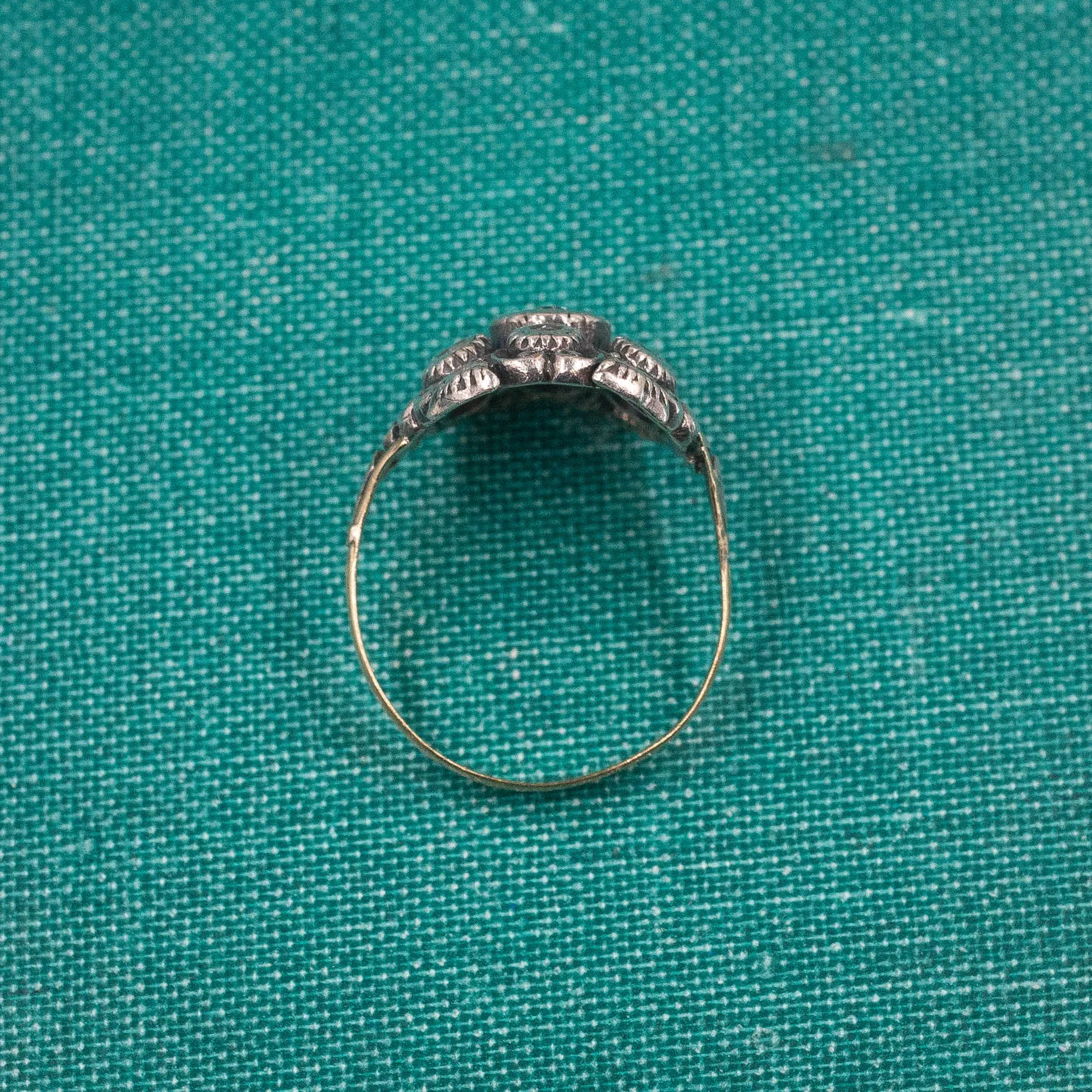 Old Mine and Rose Cut Diamond Dinner Ring c1890