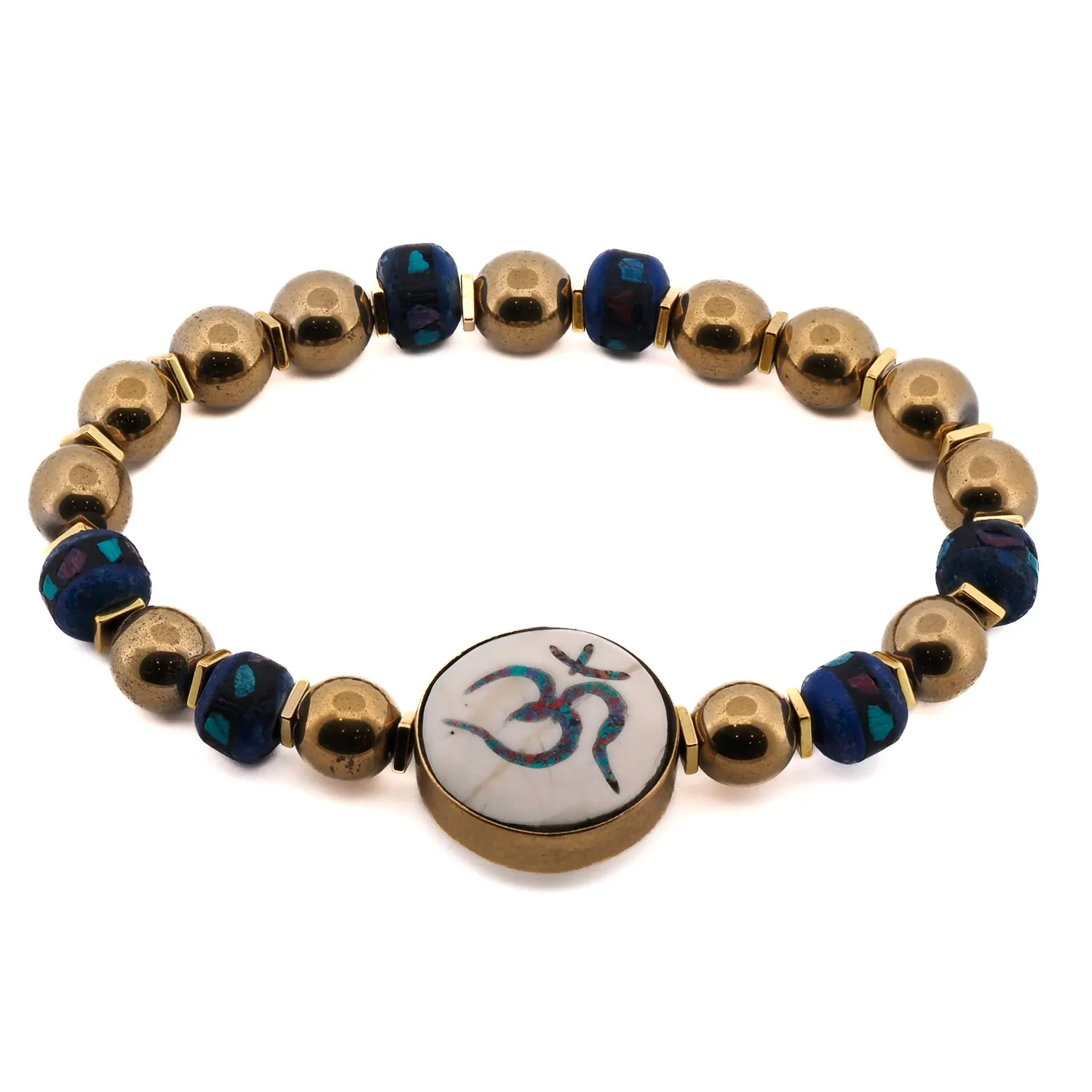 Om Mantra Meditation & Gold Beaded Bracelet