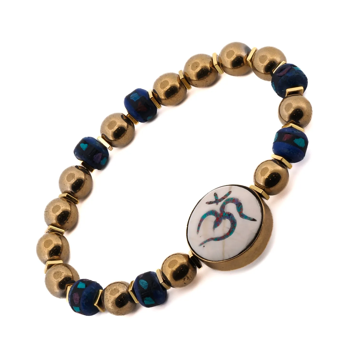 Om Mantra Meditation & Gold Beaded Bracelet