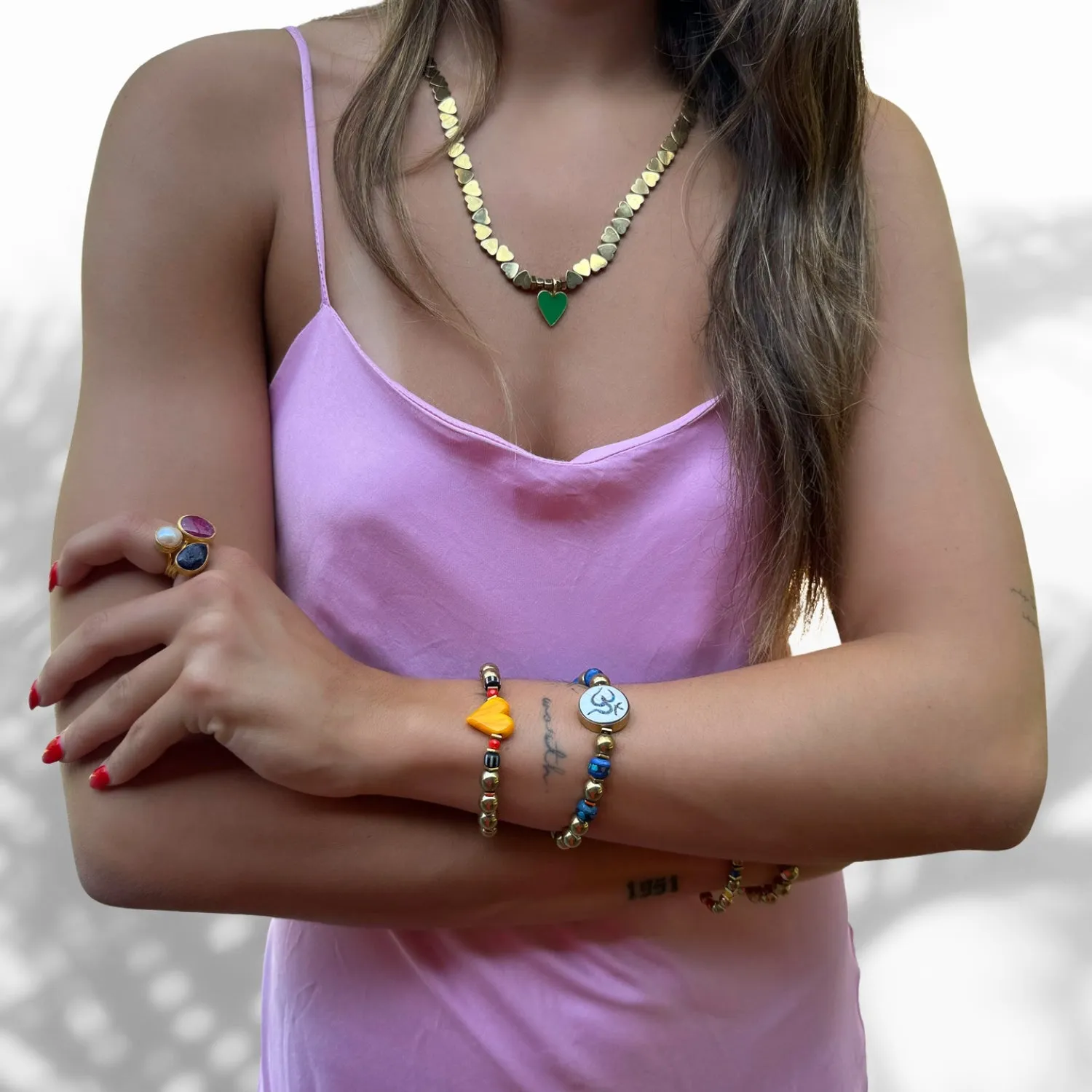 Om Mantra Meditation & Gold Beaded Bracelet