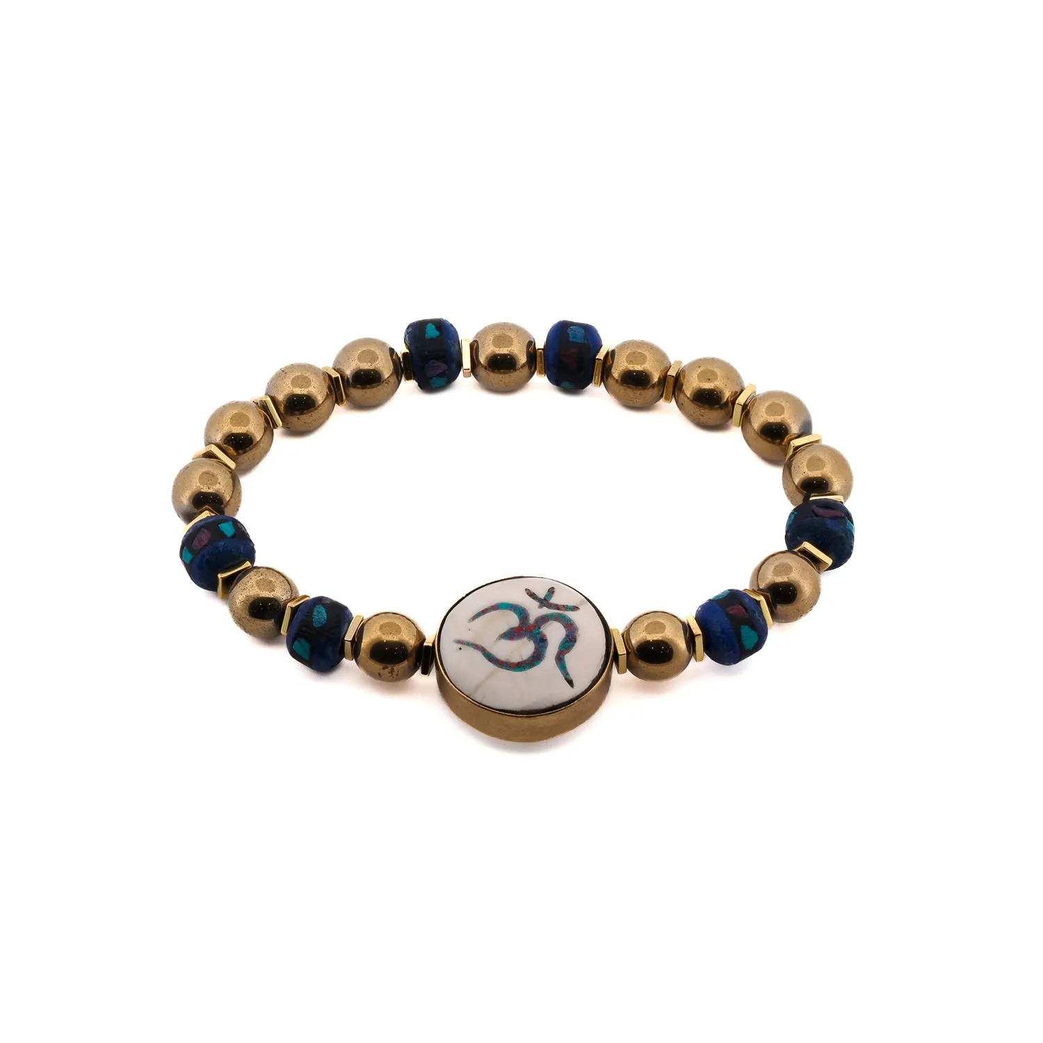 Om Mantra Meditation & Gold Beaded Bracelet