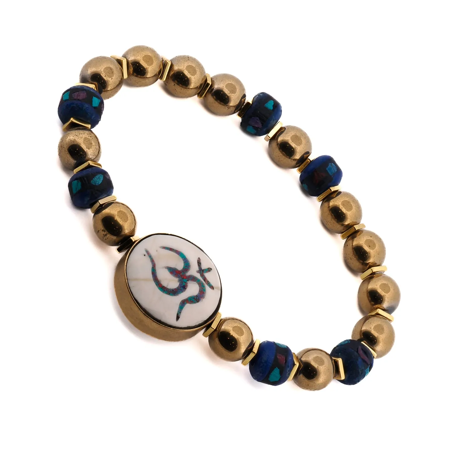 Om Mantra Meditation & Gold Beaded Bracelet