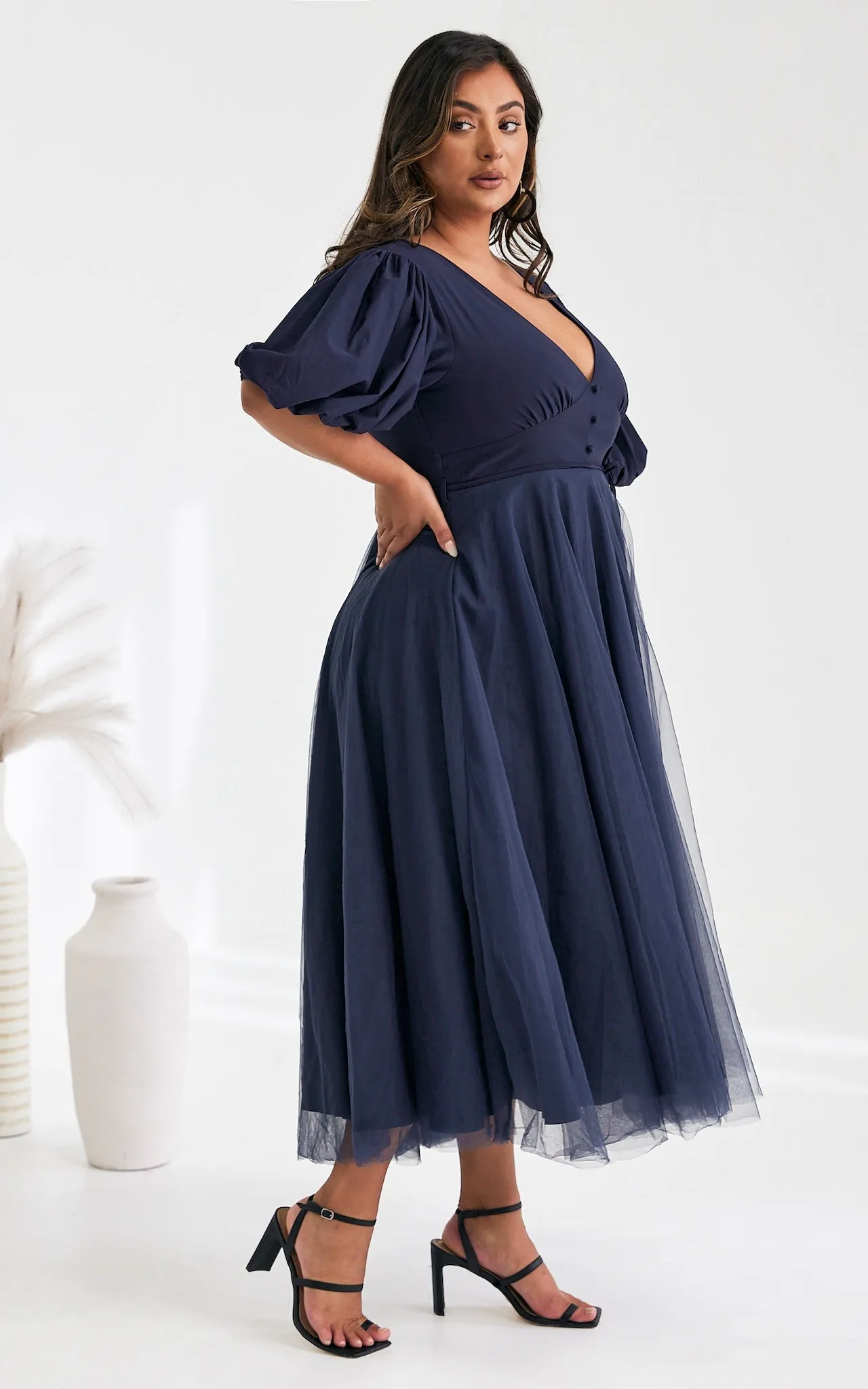 One Kiss Tulle Maxi Dress - Navy