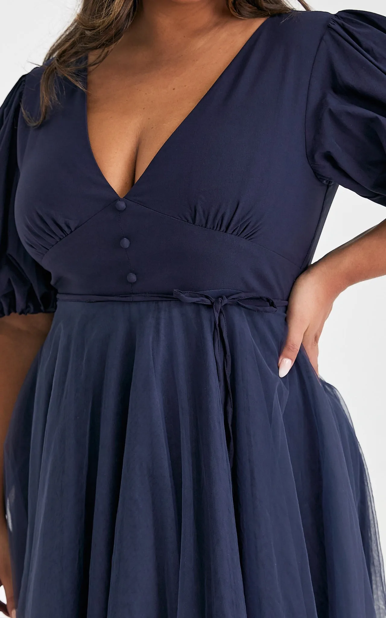 One Kiss Tulle Maxi Dress - Navy
