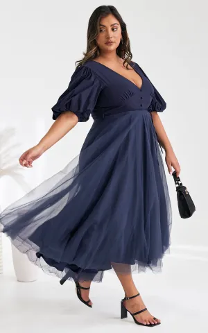 One Kiss Tulle Maxi Dress - Navy