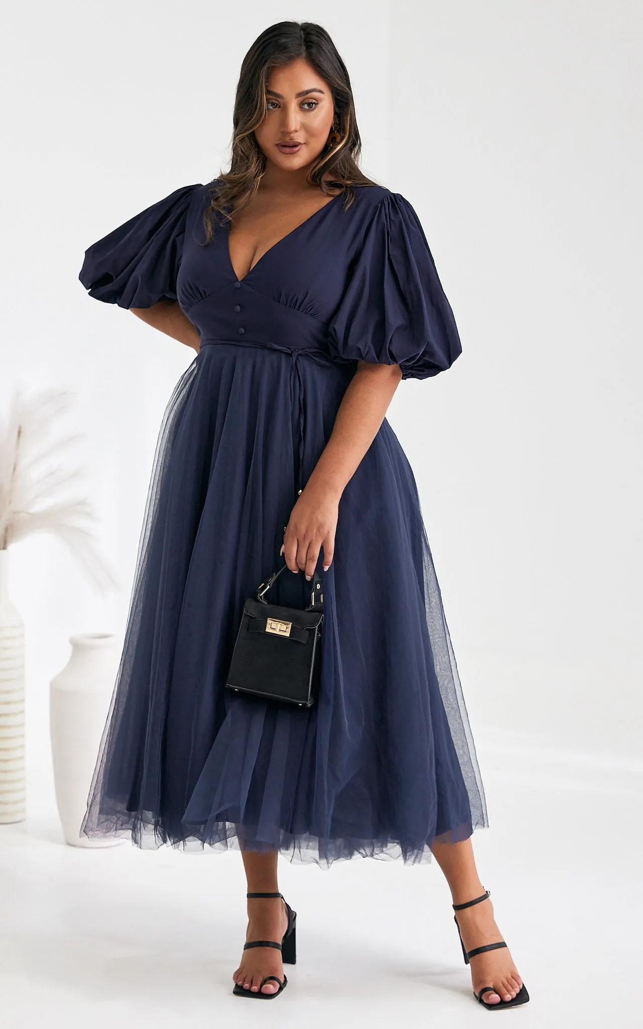 One Kiss Tulle Maxi Dress - Navy