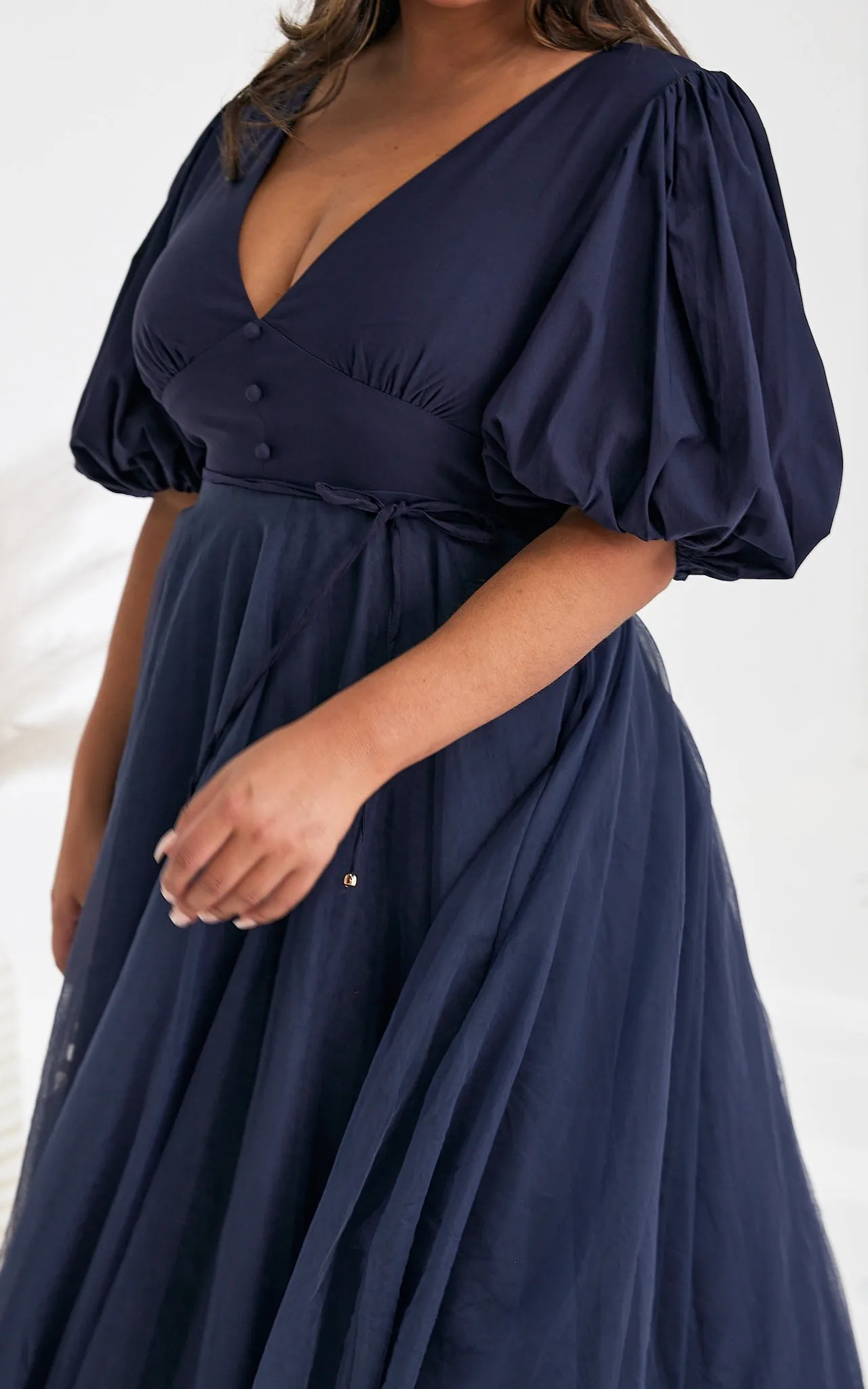 One Kiss Tulle Maxi Dress - Navy