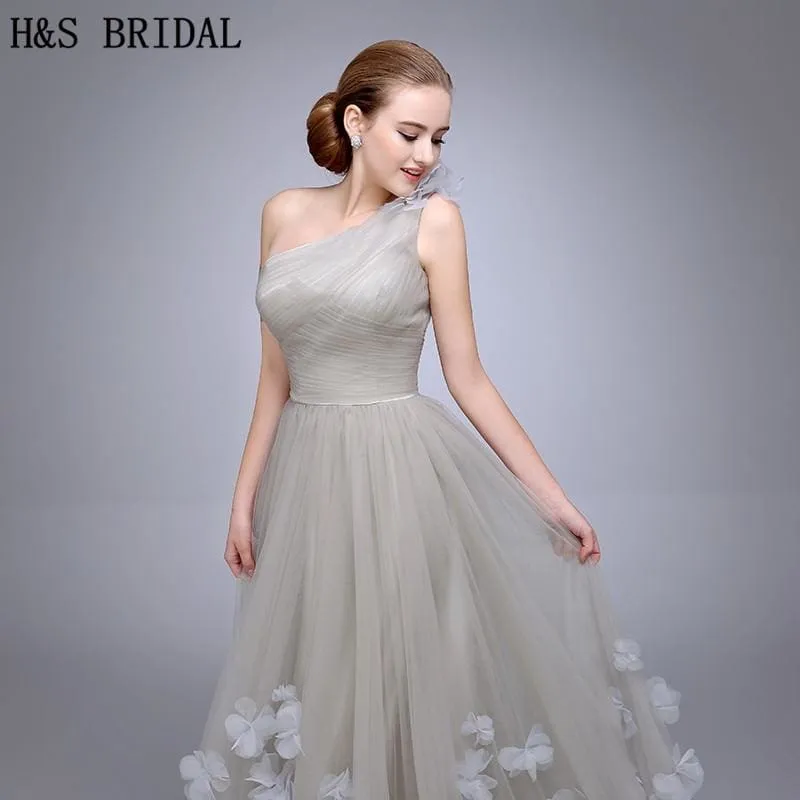 One Shoulder Ladies Popular Tulle Long Evening Gown