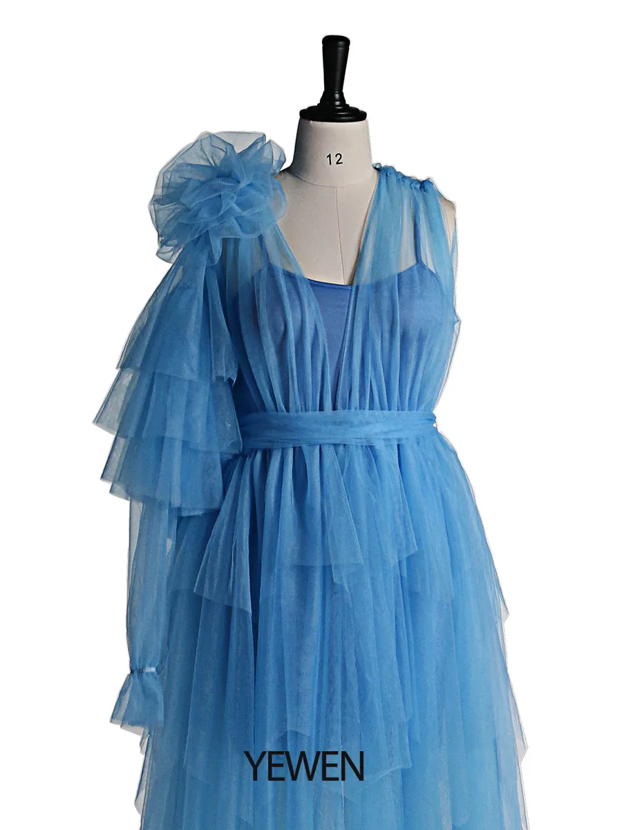 One Shoulder Sleeve Evening Dress with Sling lining Maternity Dress for Photo shoot or Baby shower 2021 YEWEN