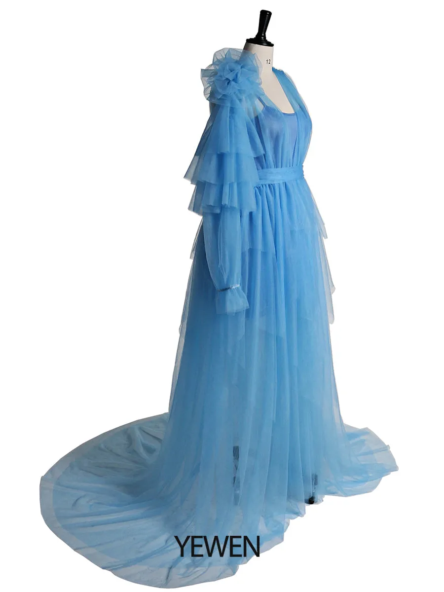 One Shoulder Sleeve Evening Dress with Sling lining Maternity Dress for Photo shoot or Baby shower 2021 YEWEN