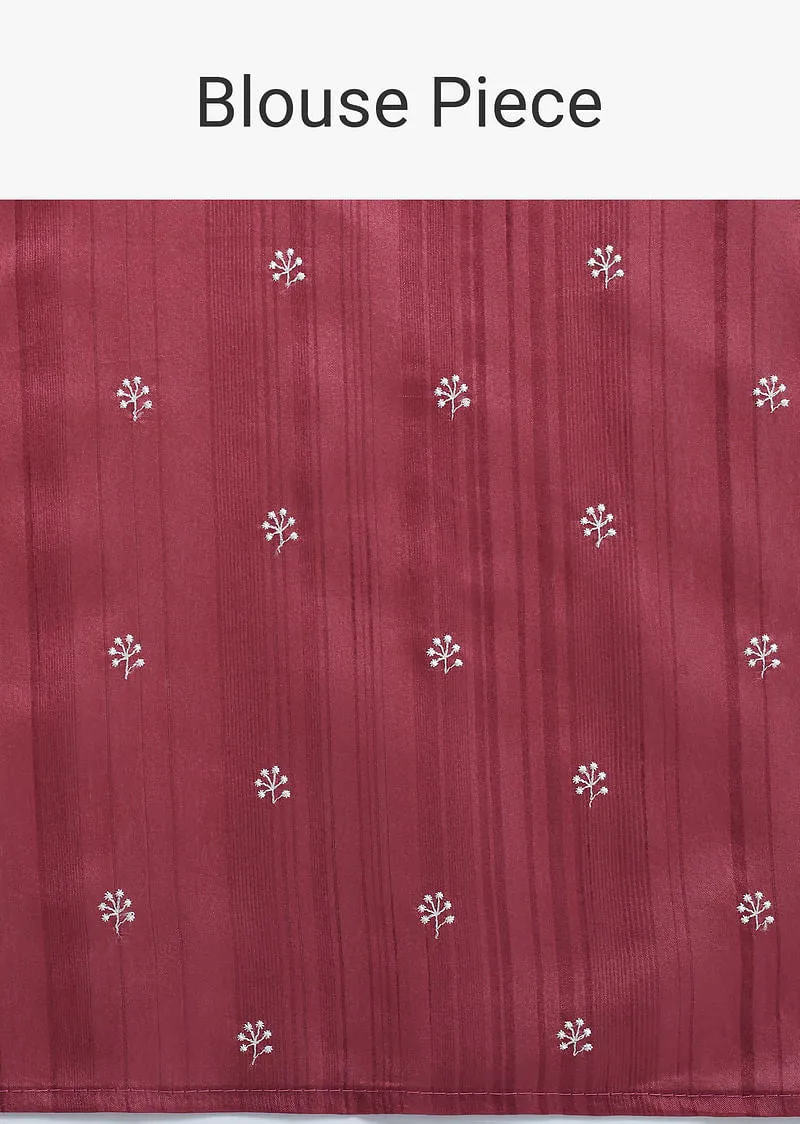 Onion Pink Embroidered Tussar Saree