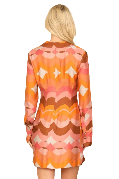 Orange Pink Front Cut Out Scallop Print Dress  - Pack of 5