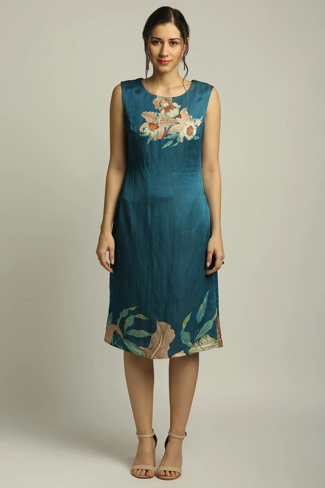 Orchid Bloom Printed Dress With Peplum Jacket