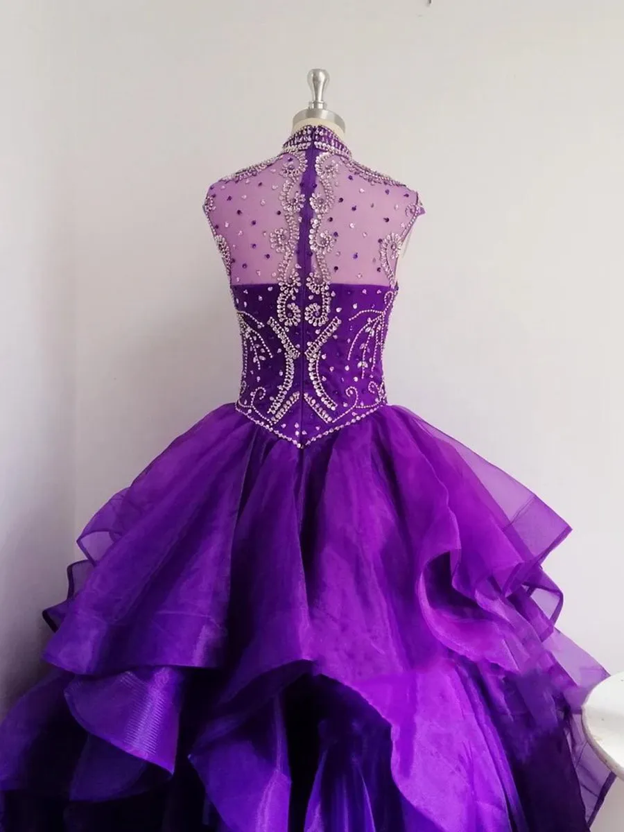 Organza High Neck Quinceanera Dresses Prom Dresses