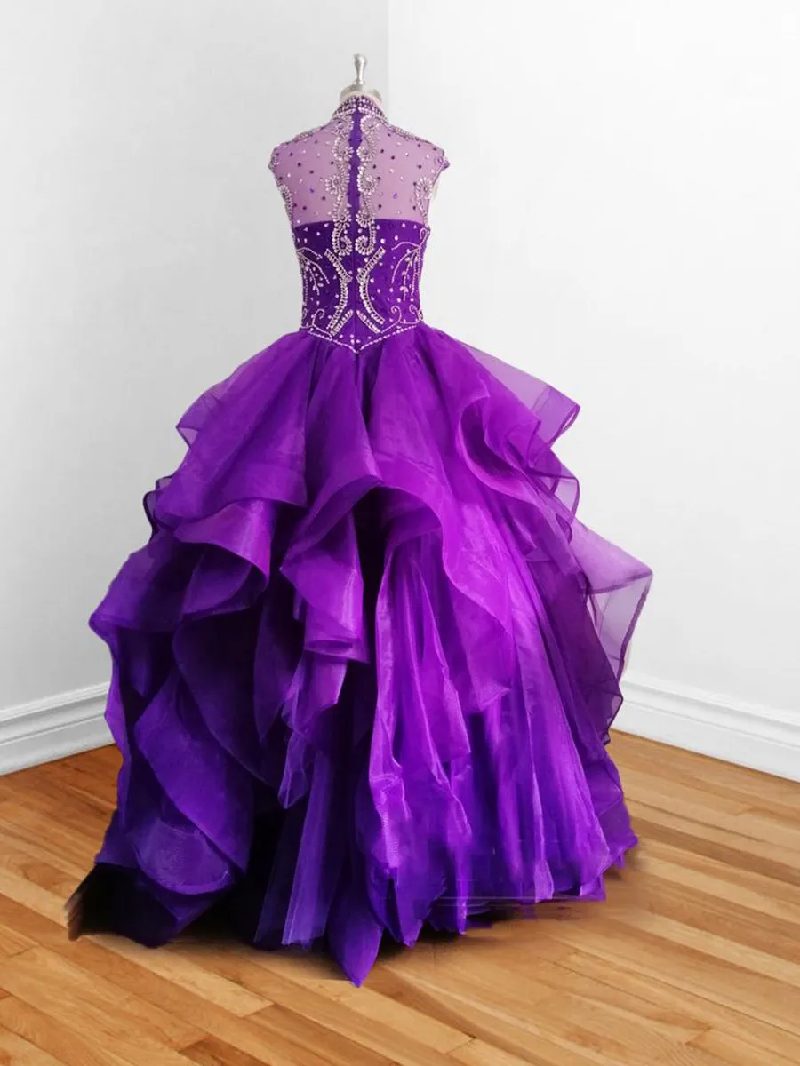 Organza High Neck Quinceanera Dresses Prom Dresses